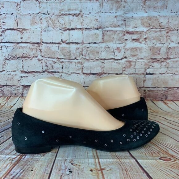 AGL Attilio Giusti Leombruni Black Studded Suede Riveted Flats Sz 7.5 (37.5) - Picture 6 of 9